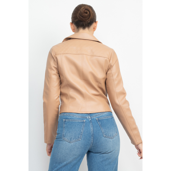 Zippered Notch Lapel Rider Jacket - Picture 5 of 8